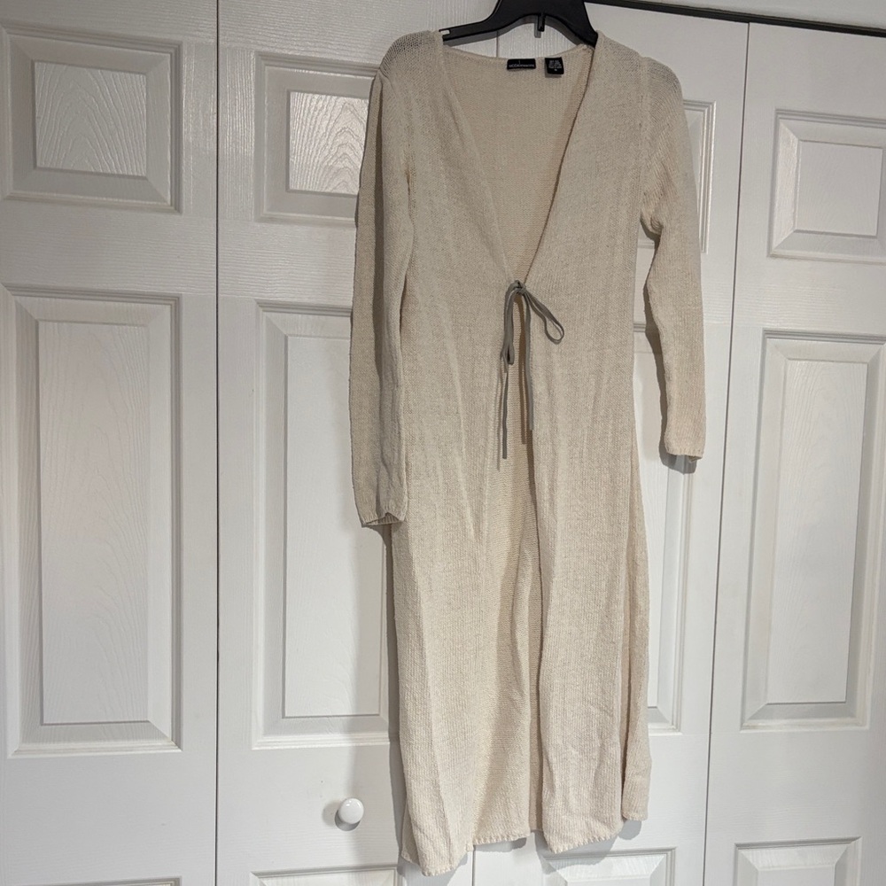 Cream Knit Cardigan with Tie Closure